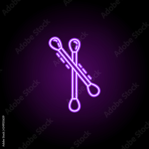 eared sticks icon. Elements of Beauty, make up, cosmetics in neon style icons. Simple icon for websites, web design, mobile app, info graphics