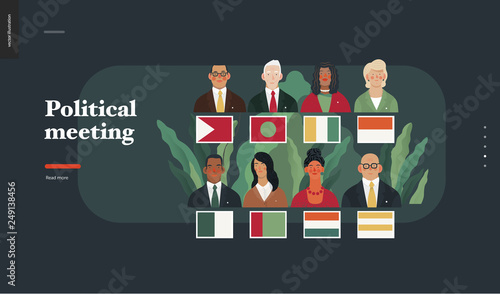 Technology 2 - Political meeting - flat vector concept digital illustration political meeting metaphor. Creative landing web page design template