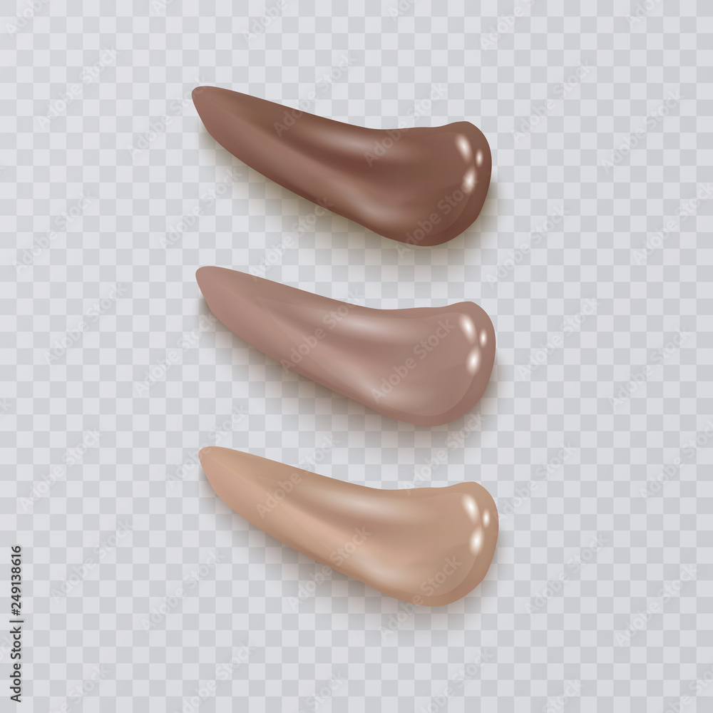 Smears of Foundation for the face different tone, Foundation creamy texture, on the transparent background in 3d illustration Smears of Foundation for the face different tone, Foundation creamy texture, on the transparent background in 3d illustration
