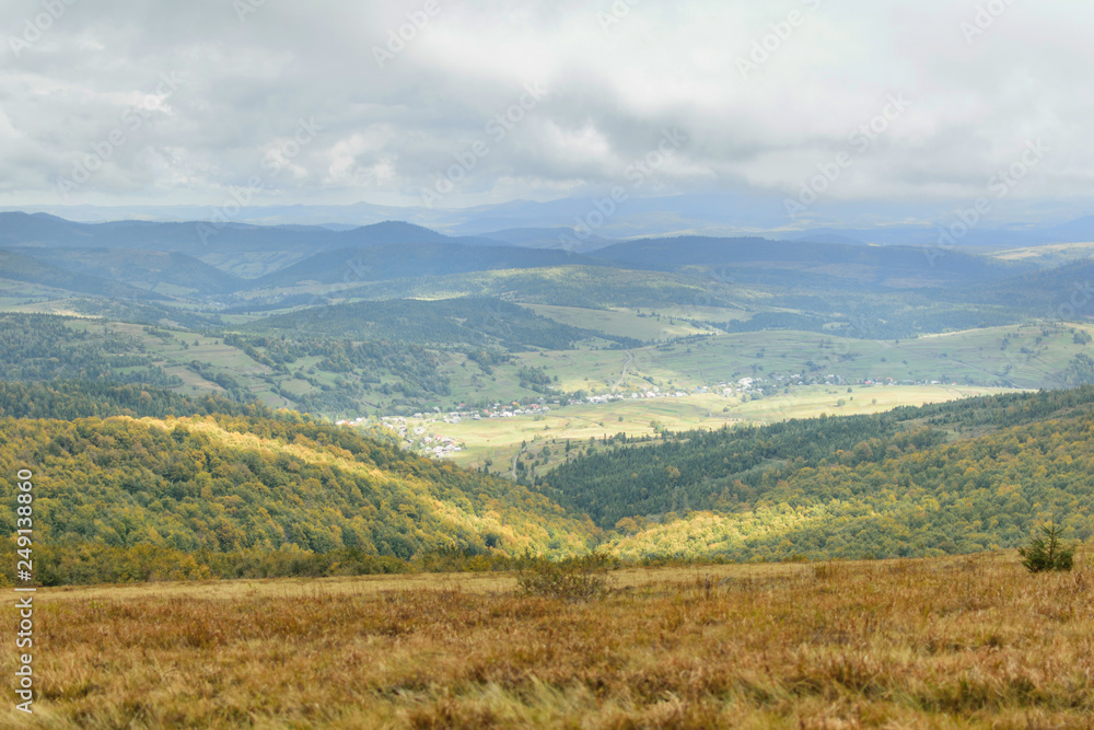 Fototapeta premium View of the mountains with fog.