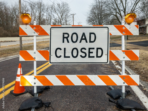 Road Closed Detour sign