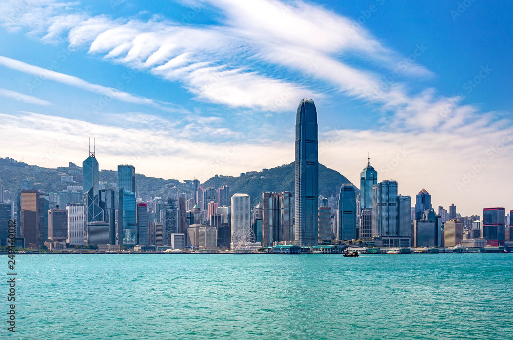 Naklejka premium Hong kong skyline and Victoria Harbour