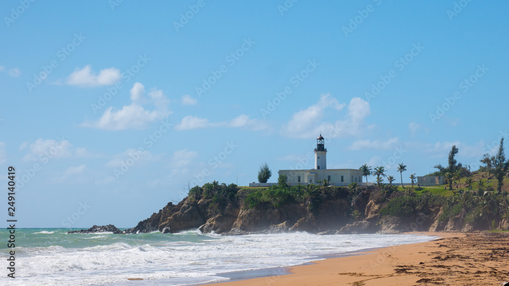 Punta Tuna Lighthouse, Puerto Rico, Maunabo, Puerto Rico from the beach view.