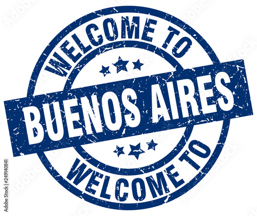 welcome to Buenos Aires blue stamp