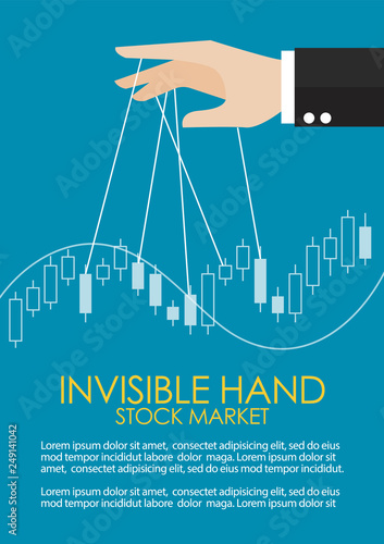 Hand is controlling stock candle stick graph infographic