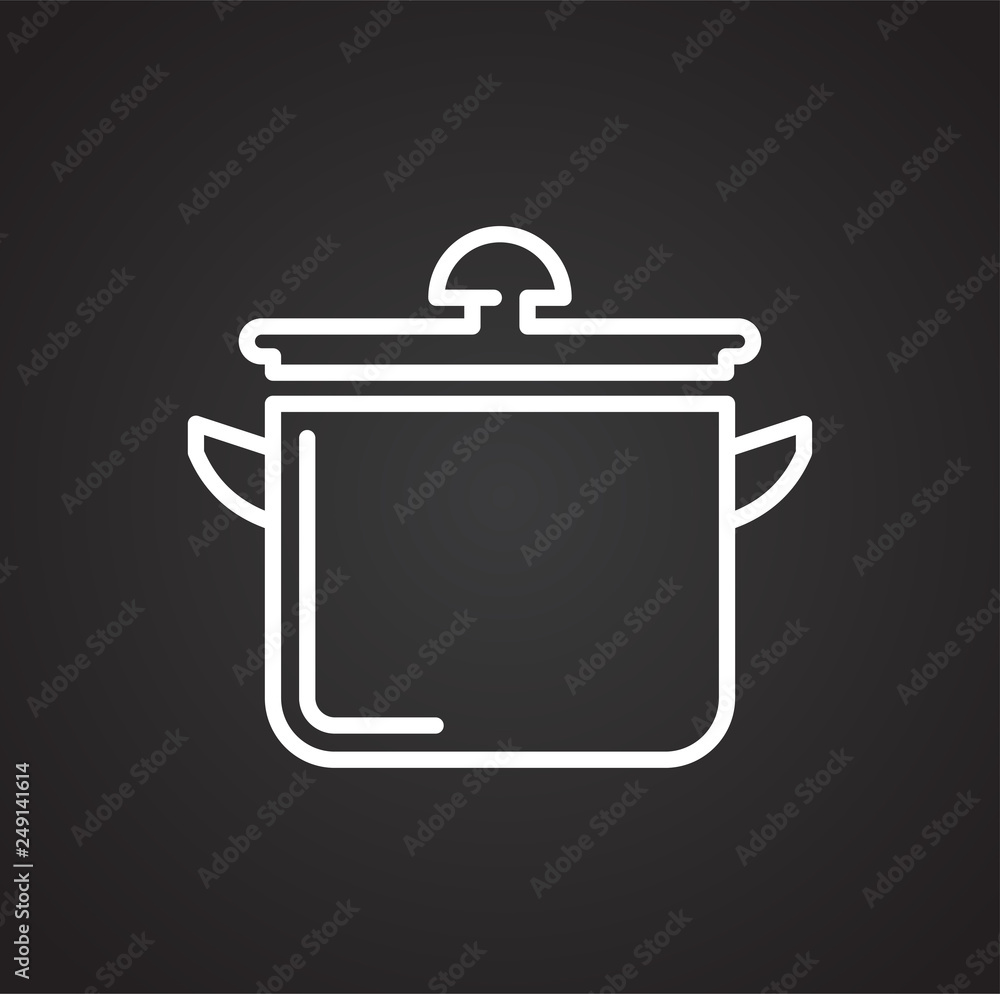 Cookware line icon on black background for graphic and web design, Modern simple vector sign. Internet concept. Trendy symbol for website design web button or mobile app Cookware line icon on black background for graphic and web design, Modern simple vector sign. Internet concept. Trendy symbol for website design web button or mobile app
