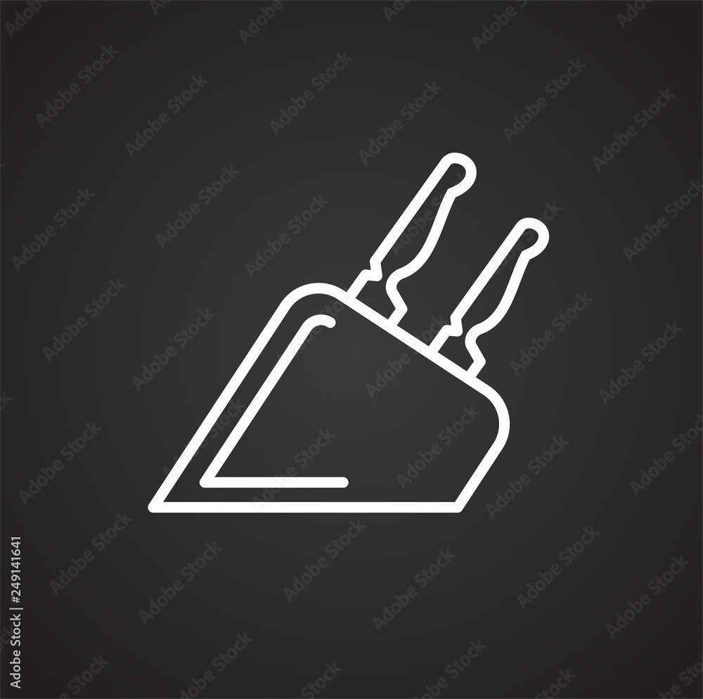Kitchen knife line icon on black background for graphic and web design, Modern simple vector sign. Internet concept. Trendy symbol for website design web button or mobile app Kitchen knife line icon on black background for graphic and web design, Modern simple vector sign. Internet concept. Trendy symbol for website design web button or mobile app