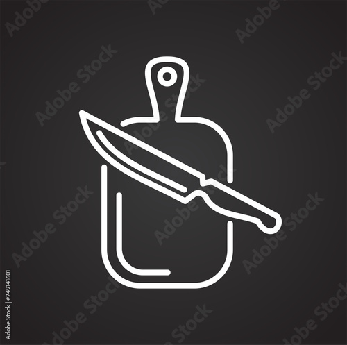 Kitchen knife line icon on black background for graphic and web design, Modern simple vector sign. Internet concept. Trendy symbol for website design web button or mobile app