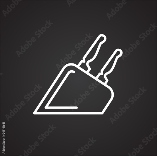 Kitchen knife line icon on black background for graphic and web design, Modern simple vector sign. Internet concept. Trendy symbol for website design web button or mobile app