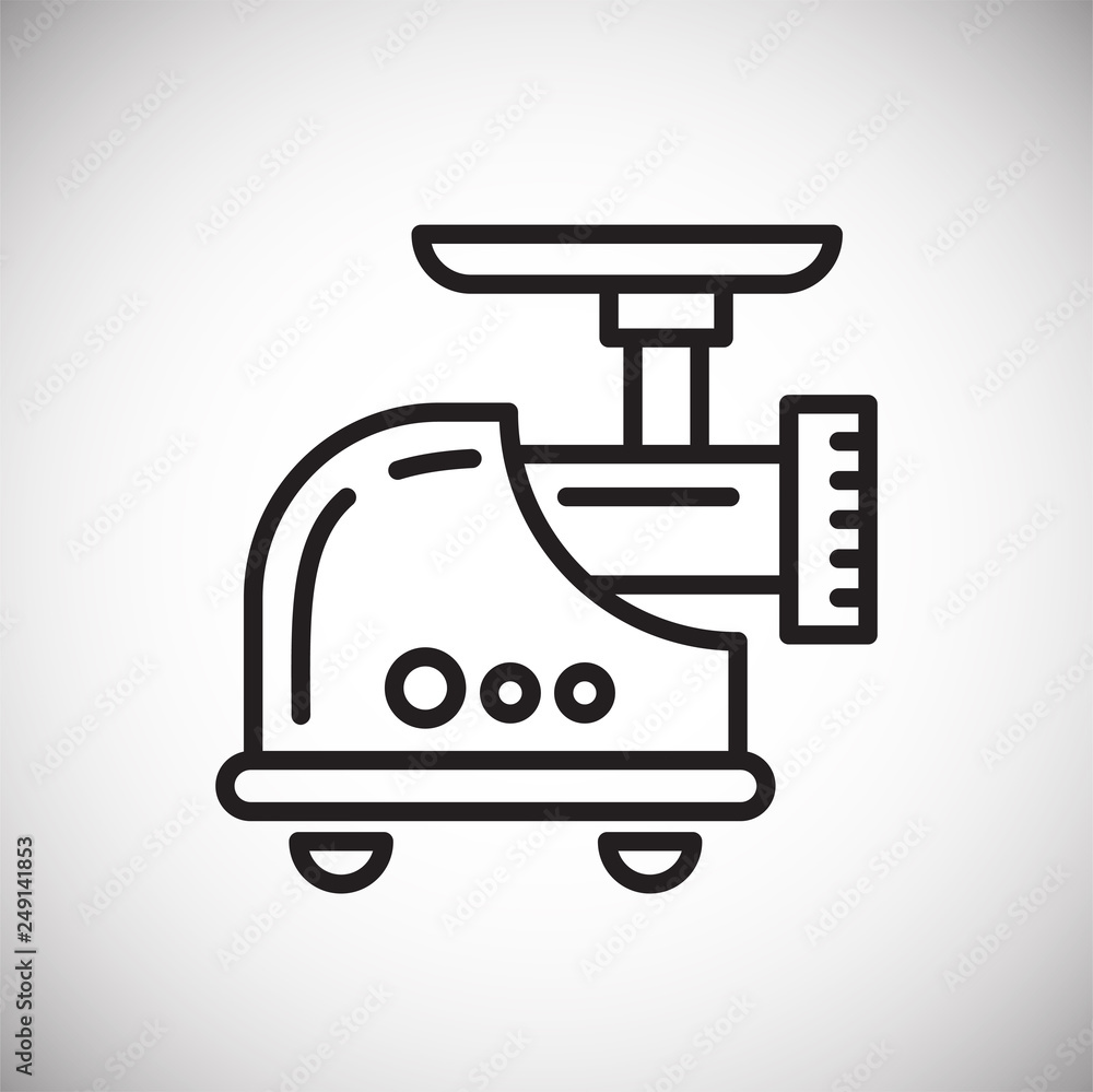 Meat grinder line icon on white background for graphic and web design, Modern simple vector sign. Internet concept. Trendy symbol for website design web button or mobile app Meat grinder line icon on white background for graphic and web design, Modern simple vector sign. Internet concept. Trendy symbol for website design web button or mobile app