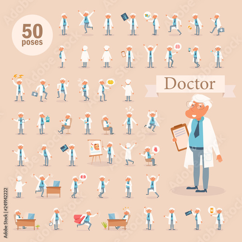 Doctor Vector. Cartoon. Isolated art on white background. Flat. X-ray