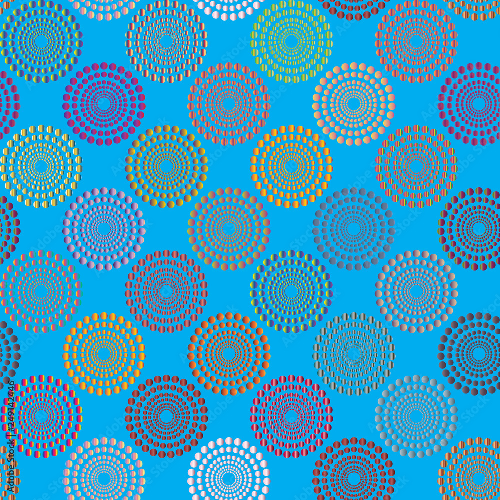 Abstract seamless pattern with blue circle elements