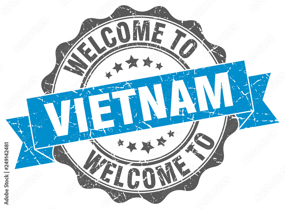 Fototapeta premium Vietnam round ribbon seal