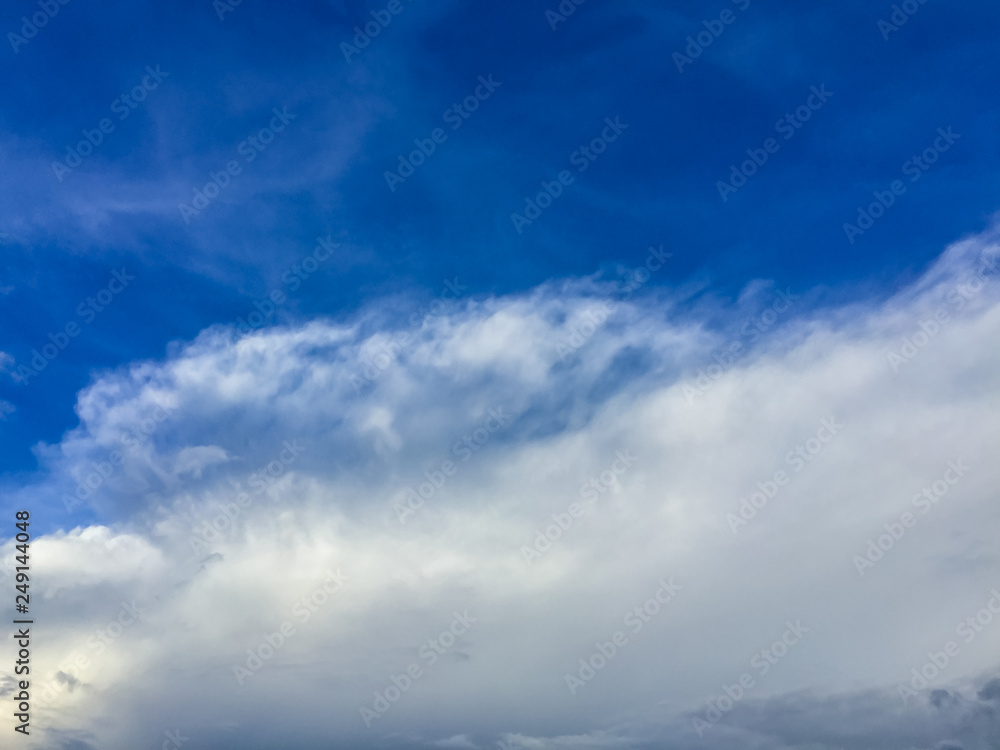 Sparse clouds in the blue sky morning background. Fluffy clouds in the blue sky evening background. Blue sky in summer background with tiny clouds,