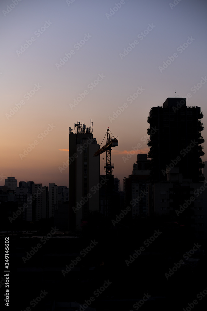 Sao Paulo city silhouette sunset portrait Sao Paulo city silhouette sunset portrait