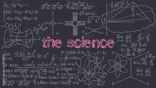 Black chalkboard inscribed scientific