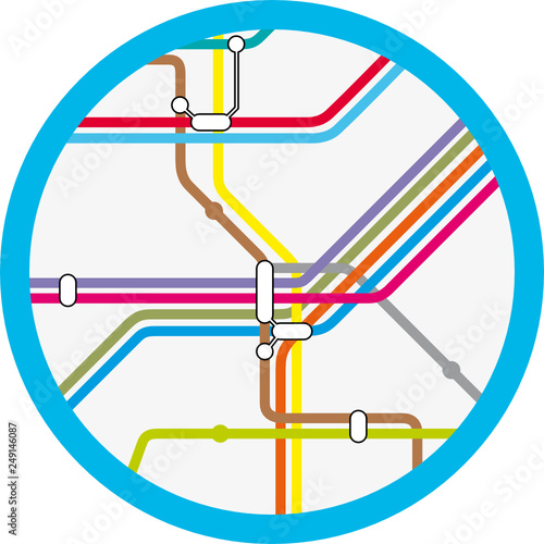 a colorful abstract subway, metro vector map