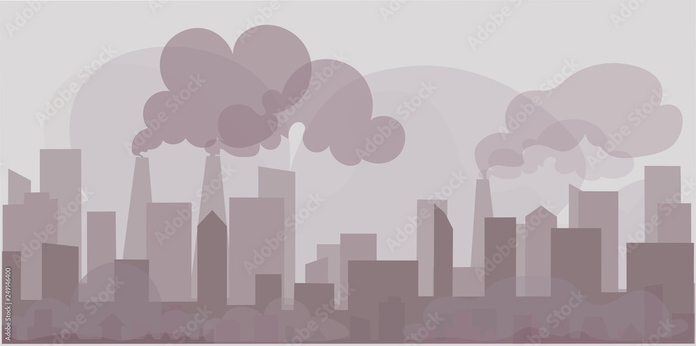 Landscape background Air pollution in the  the building, toxic  smoke exceeds the  flat style vector illustration  environmental impact. -EPS10 Stock Vector | Adobe Stock