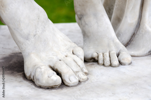 Elements of Laocoon sculpture in ancient mythology.Statue of Laocoon and his Sons, the Laocoon Group, monumental marble sculpture. Statue in municipal park of Odessa near Archaeological Museum