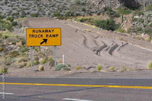 Runaway truck ramp in the mountains that shows singns of recent use