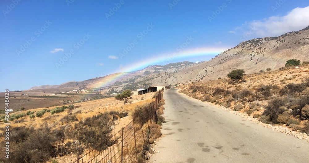 Rainbow in the mountains of Crete, Greece