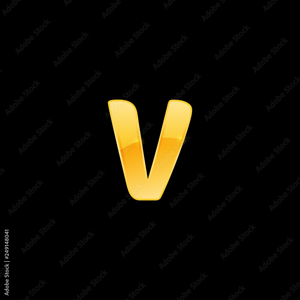 Initial Letter V with metallic texture, trendy, 3d Glossy, metal texture, Gold, steel and realistic shadow based alphabet logo for company identity, isolated on black background. Initial Letter V with metallic texture, trendy, 3d Glossy, metal texture, Gold, steel and realistic shadow based alphabet logo for company identity, isolated on black background.