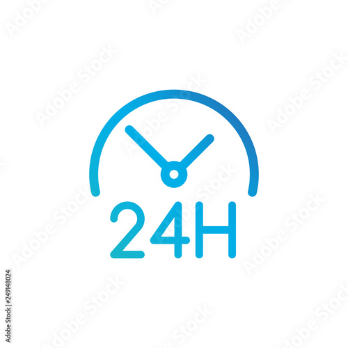round the clock icon. 24 ho...