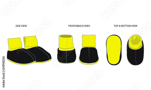 Knitted Baby Boots Vector Drawing