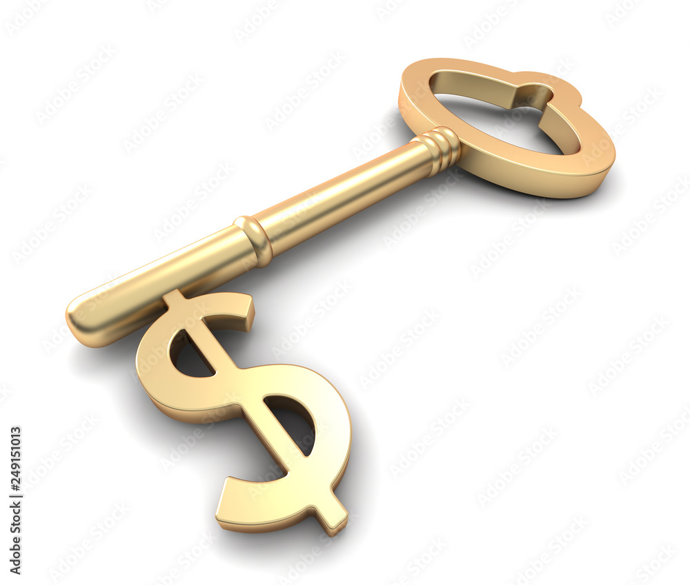 dollar key isolated 3d illustration dollar key isolated 3d illustration