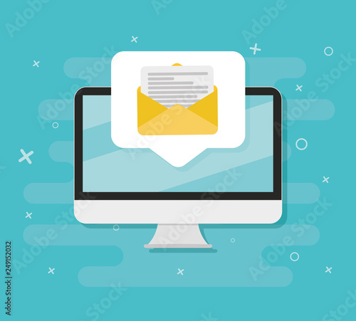 New message on the pc screen. Vector illustration.