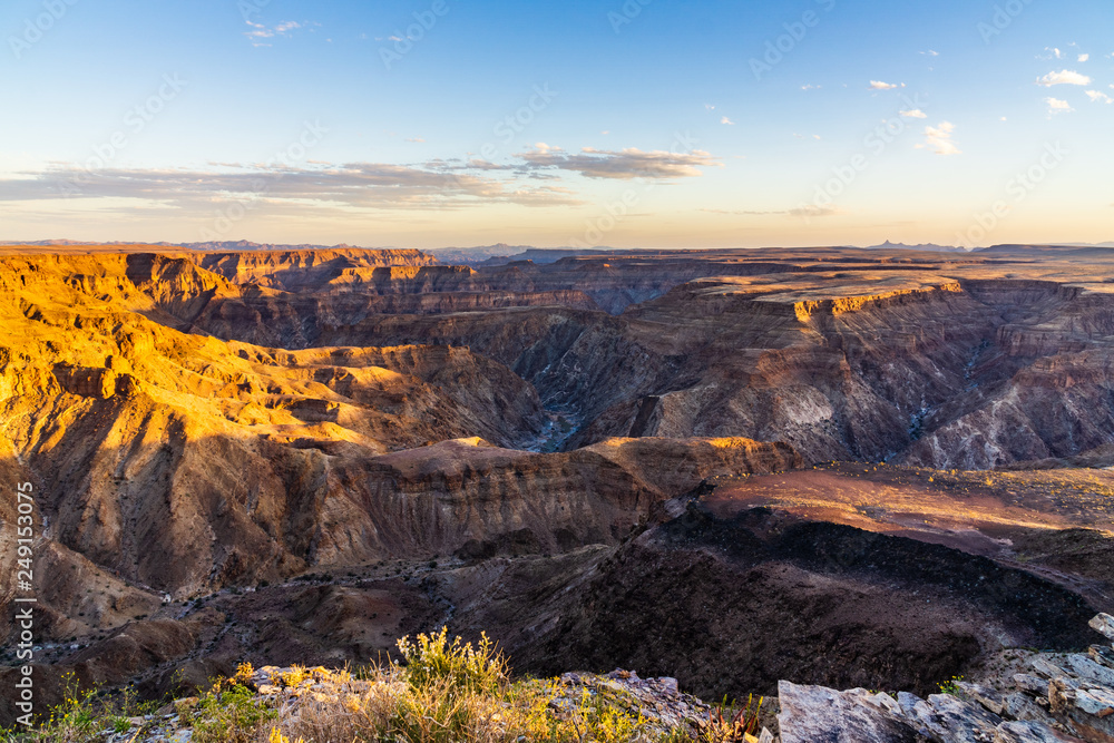 fishriver canyon in namibia national park sunset