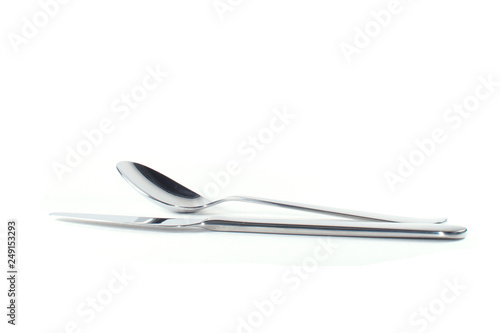 spoon and knife isolated on white background