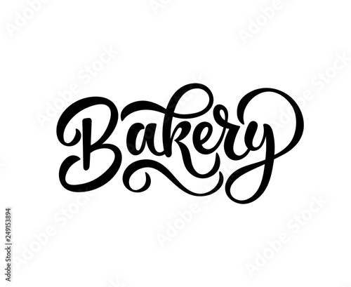 Hand sketched Bakery lettering typography isolated on white background. Concept for bakery, market, bakehouse, bakery production. Calligraphy badge, icon, logo, banner, 