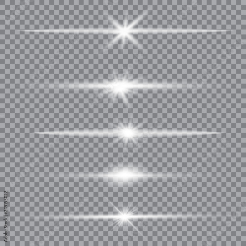 Vector set of glare lighting, twinkle lens flares.