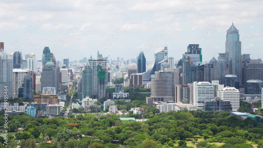 Aerial View of Bangkok Thailand with Camera Panning to the Right	