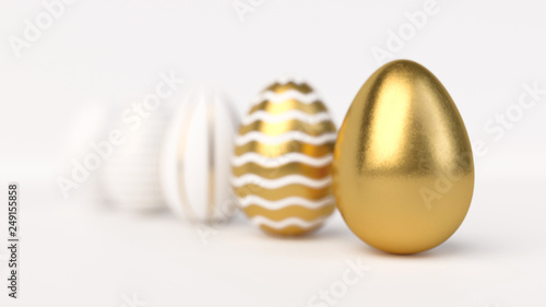 Happy Easter Luxury background with golden and white eggs