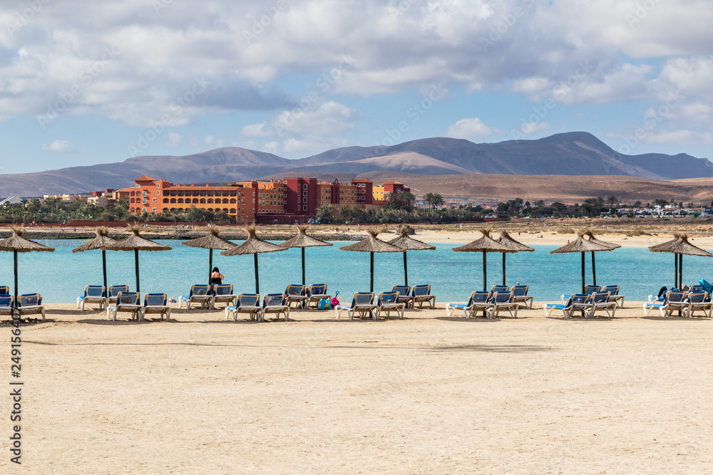 people on holiday in caleta de fuste, Fuerteventura,