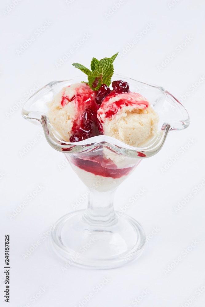 ice cream with berry jam