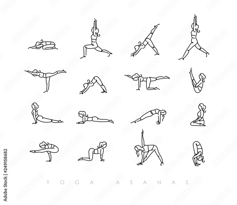 Yoga asanas pen line