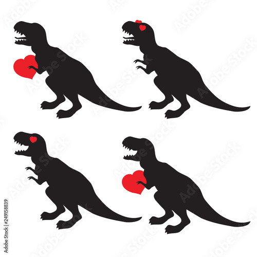 St Valentine's day dinosaur silhouette clip art