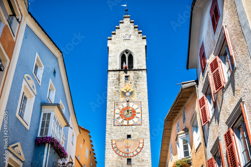 Old tower and houses in medieval town Sterzing Vipiteno, Sudtirol, Italy photo