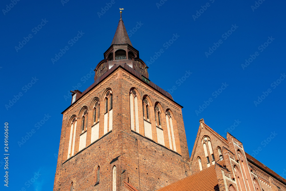 Big steeple of a church in guestrow in germany