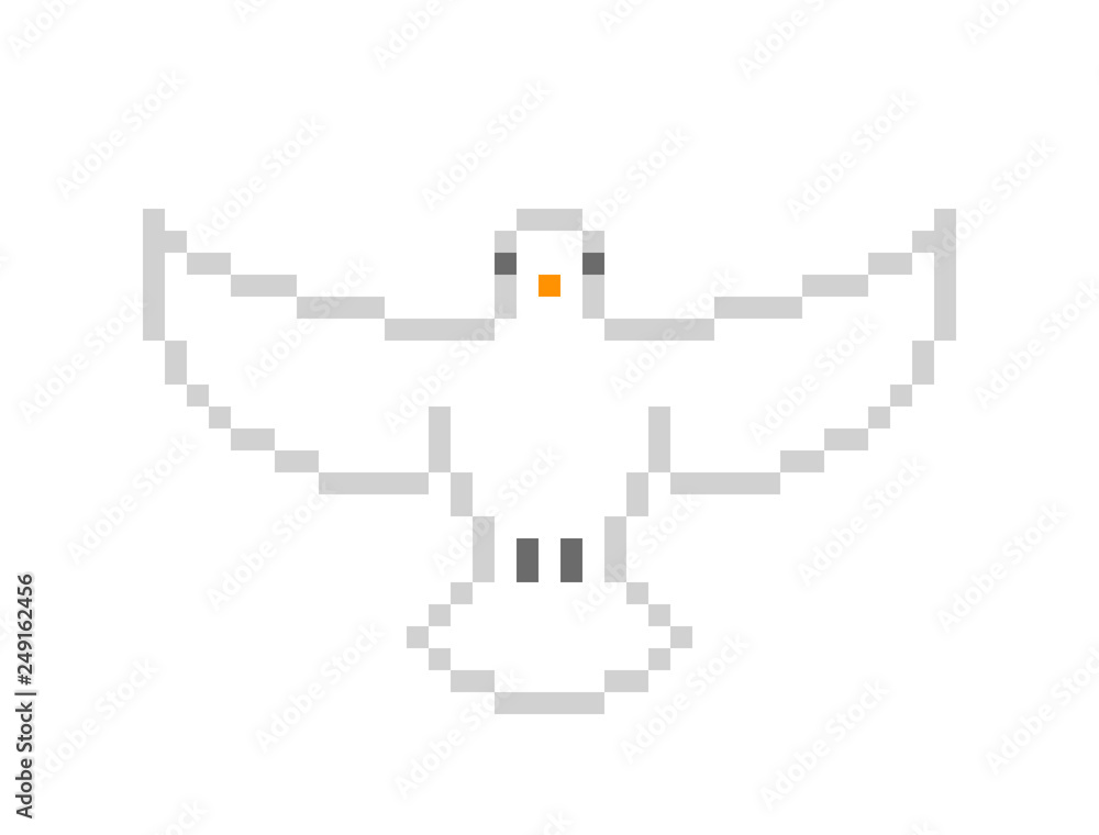 Release dove flying with spread wings, 8 bit pixel art character ...