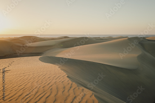 Early morning view in Maspalomas Dunes in Gran Canaria