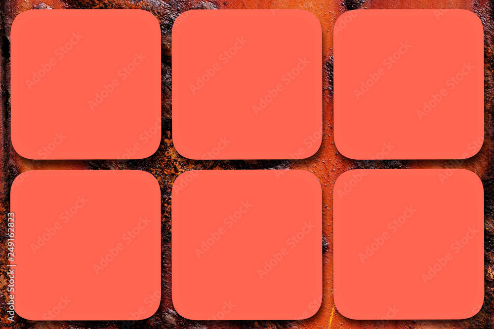 Naklejka premium 6 geometrische Felder in der Trendfarbe 2019 Living coral