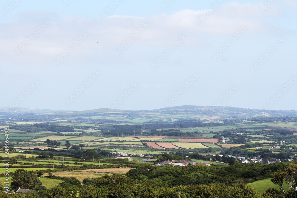 View of the English Cornish countryside. Cornwall, UK