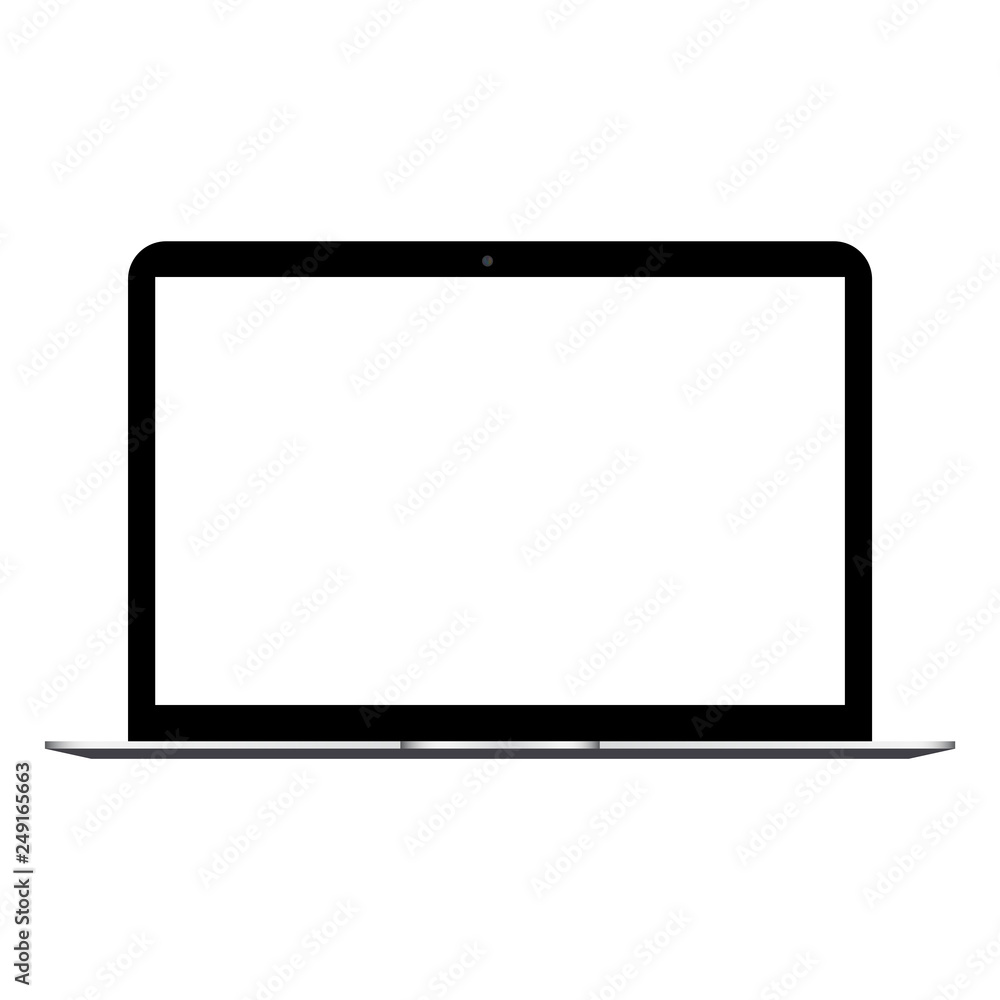 Laptop with white screen mock up. Vector