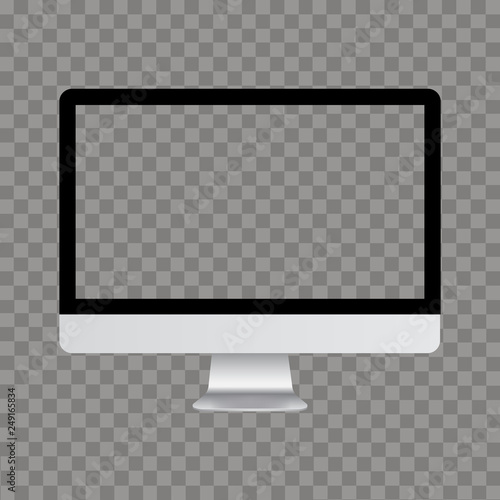 Computer monitor with transparent screen mock up. Vector.