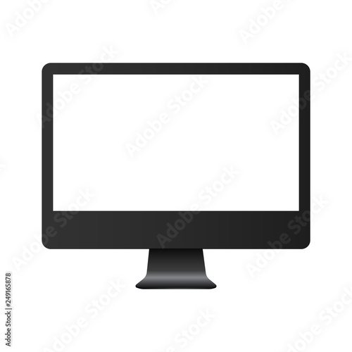 Computer monitor with white screen mock up. Vector