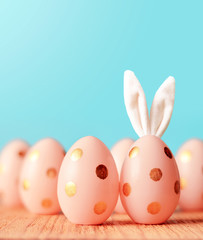 Easter eggs with bunny ears. Minimal concept.